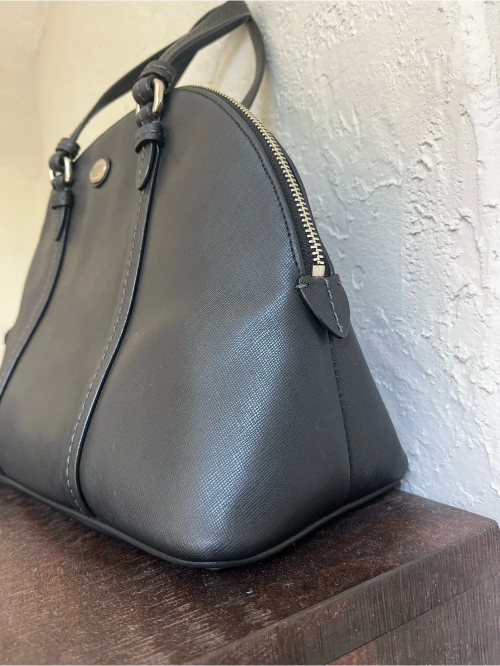 Coach Black Leather Dome Satchel Large Structured Tote Bag